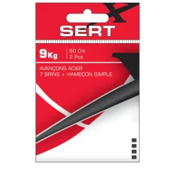 Avancon Acier Sert 60cm 7 brins + Hameçon Simple (x2)