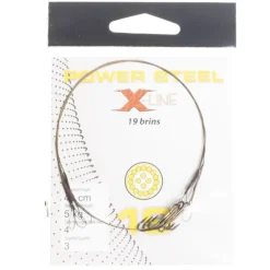 Bas de ligne acier carnassier x-line power steel 19 brins 40cm + ham. ryder (x3)