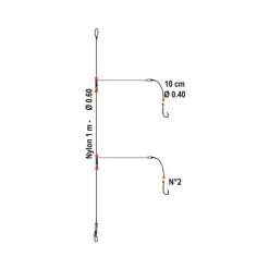 Bas de ligne mer flashmer metal clip 2 hamecons