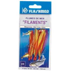 Bas de ligne mer flashmer plume filament 5 hamecons 2/0