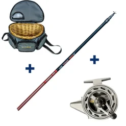 Ensemble Garbolino Canne Téléréglable 4m80 + Moulinet Capoté + Panier Truite