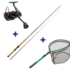 Ensemble Garbolino Vairon Manié Canne 2m70 + Moulinet 2000 + Epuisette Pliante