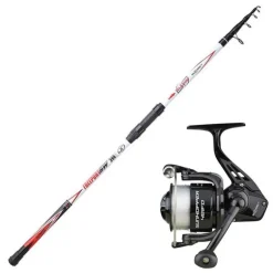 Ensemble Surfcasting Télescopique Sunset Freeport SW 3.90m (max 200g) + moulinet Sunhopper SWF 601Fd