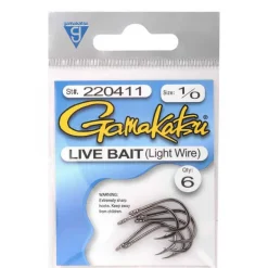 Gamakatsu Sw Live Bait Light Wire Hooks Black