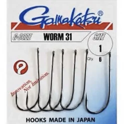 Gamakatsu Worm 31 Hooks Black