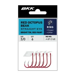 Hameçon Simple BKK Red Octopus Beak Straight Eye