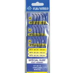 Kit 15 hamecons montés mer flashmer special surf gros poissons