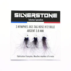 Kit 3 nymphes jigs tag rose h12 bille argent tung 3,8 mm