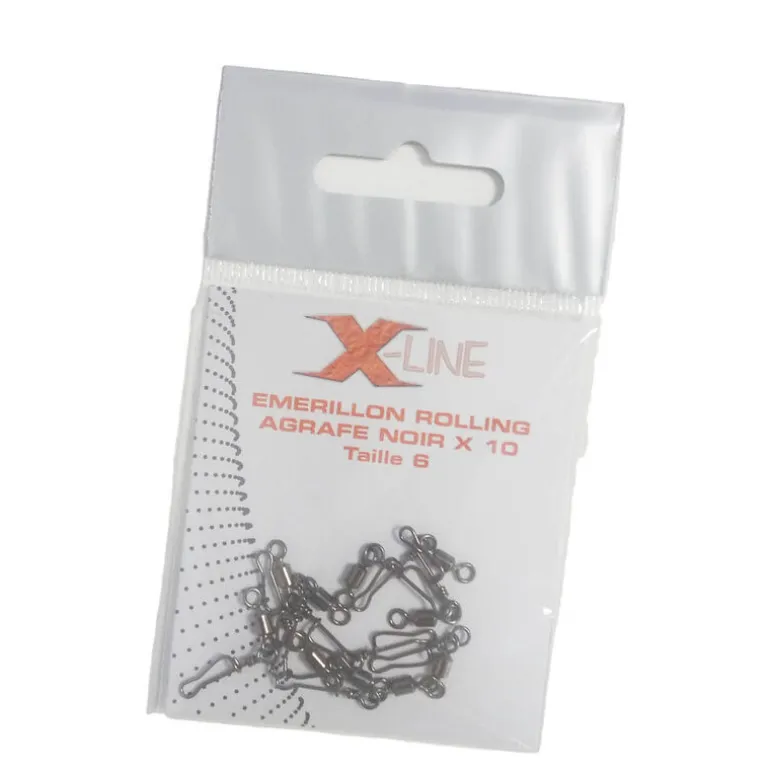 Émerillon à agrafe carnassier x-line noir (x10)