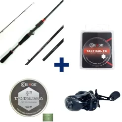 Pack Canne Evok Invictus V2 2.26m, 42-120g + Moulinet Invictus 150HL + Tresse + Fluorocarbone