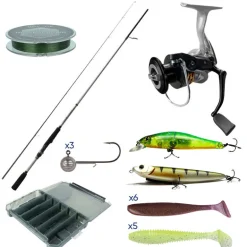 Pack Major Craft Kahory Spinning Combo 2.29m, 7-35g + tresse + boite + leurres