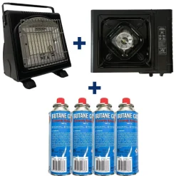 Pack Rechaud + Chauffage + 4 cartouches de gaz