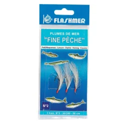 Plume de Mer Fine Flashmer 3 Hameçons N°2 Blanc